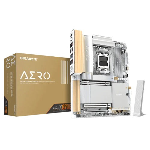 GIGABYTE X870E AERO X3D WOOD Motherboard - Supports AMD Ryzen 9000 CPUs, 16+2+2 Phases Digital VRM, up to 9000Hz DDR5 (OC), 2xPCIe 5.0 + 2xPCIe 4.0, Wi-Fi 7, 5GbE LAN, USB 4