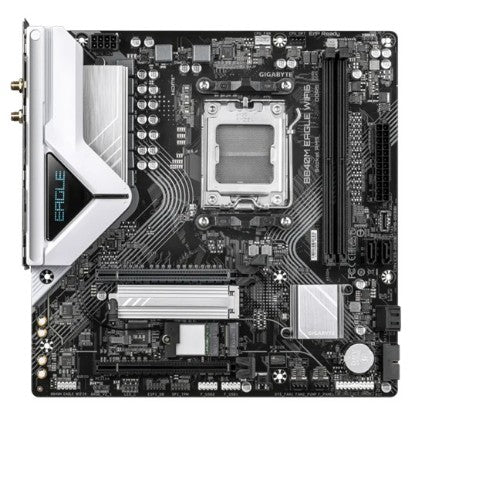 GIGABYTE B840M EAGLE WIFI6 Motherboard - AMD Ryzen 9000 CPUs, 5+2+2 Phases VRM, up to 7600MHz DDR5(O.C), 1xPCIe 4.0 + 1xPCIe 3.0 M.2, Wi-Fi 6, 2.5GbE LAN, USB 3.2 Gen 1
