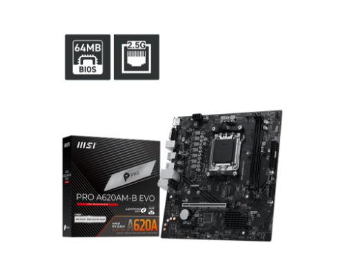 MSI PRO A620AM-B EVO motherboard AMD A620A Socket AM5 ATX