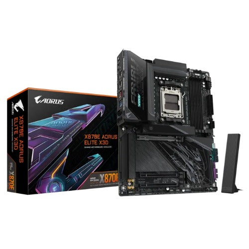GIGABYTE X870E AORUS ELITE X3D Motherboard - Supports AMD Ryzen 9000 CPUs, 16+2+2 Phases Digital VRM, up to 9000Hz DDR5 (OC), 2xPCIe 5.0 + 2xPCIe 4.0, Wi-Fi 7, 5GbE LAN, USB 4