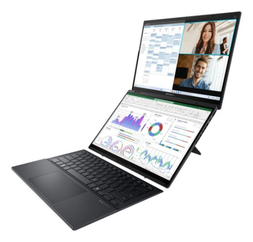 ASUS Zenbook Duo UX8406CA-QL978W Intel Core Ultra 9 285H Hybrid (2-in-1) 35.6 cm (14") Touchscreen WUXGA 32 GB LPDDR5x-SDRAM 1 TB SSD Wi-Fi 7 (802.11be) Windows 11 Home Grey