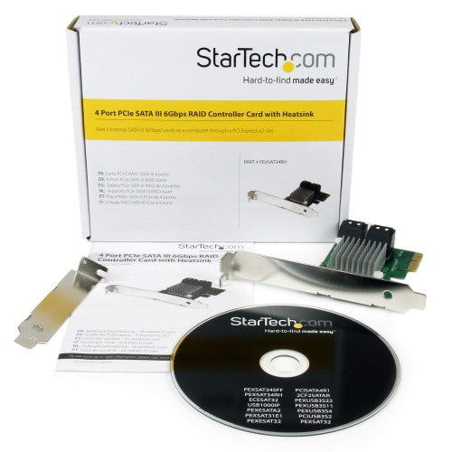 StarTech.com 4 Port PCI Express 2.0 SATA III 6Gbps RAID Controller Card with HyperDuo SSD Tiering - TAA