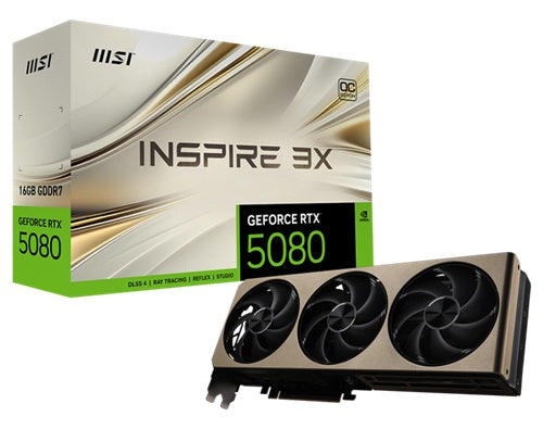 MSI GEFORCE RTX 5080 16G INSPIRE 3X OC graphics card NVIDIA 16 GB GDDR7