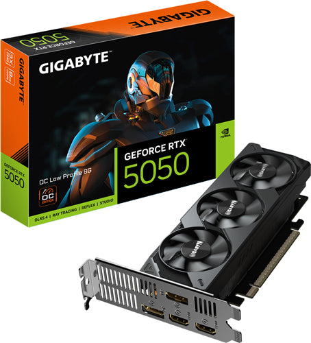 GIGABYTE GeForce RTX 5050 OC Low Profile 8G Graphics Card - 8GB GDDR6, 128bit, PCI-E 5.0, 2587MHz Core Clock, 2 x DP, 2 x HDMI, NVIDIA DLSS 4, GV-N5050OC-8GL