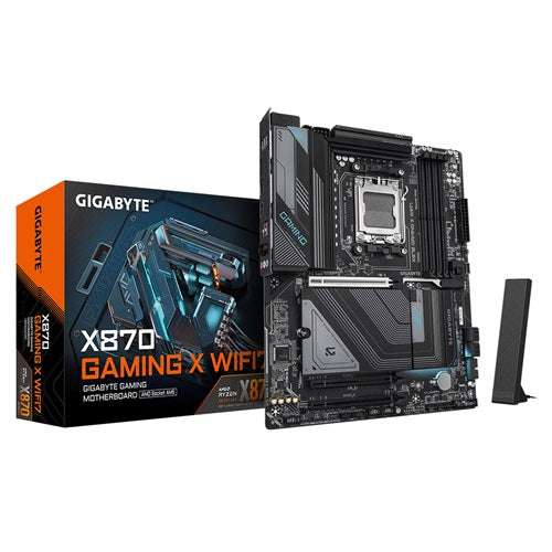 GIGABYTE X870 GAMING X WIFI7 Motherboard - Supports AMD Ryzen 9000 CPUs, 16+2+2 phases VRM, up to 8000MHz DDR5 (OC), 1xPCIe 5.0 + 2xPCIe 4.0, Wi-Fi 7, 2.5GbE LAN, USB 4