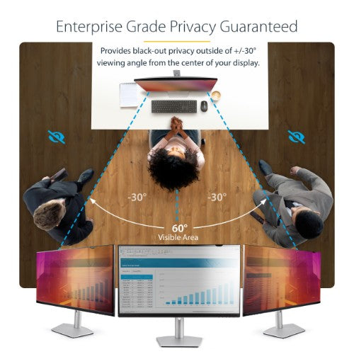 StarTech.com 24-inch 16:9 Gold Monitor Privacy Screen, Reversible Filter w/Enhanced Privacy, Glossy Computer Security Filter, Removable Screen Protector/Shield, +/- 30 Deg.