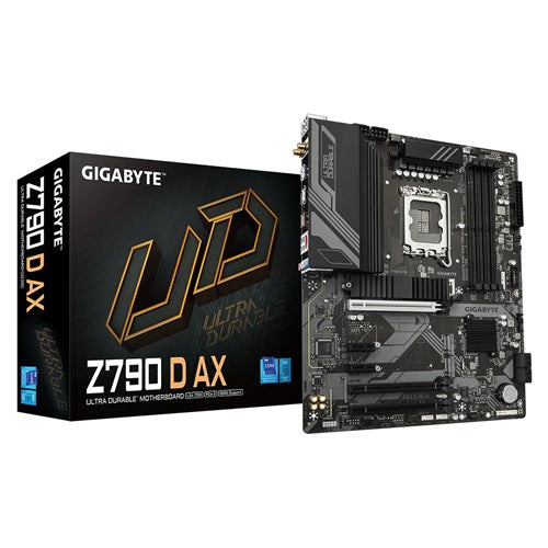 GIGABYTE Z790 D AX Motherboard - Supports Intel Core 14th Gen CPUs, 12+1+1 Phases Digital VRM, up to 7600MHz DDR5 (OC), 3xPCIe 4.0 M.2, Wi-Fi 6E, 2.5GbE LAN, USB 3.2 Gen 2