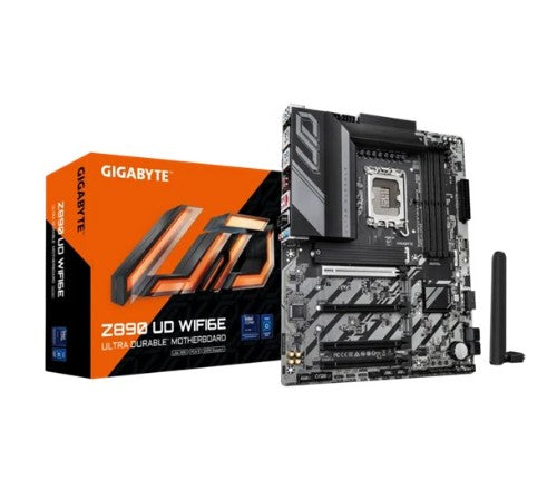 GIGABYTE Z890 UD WIFI6E Motherboard - Supports Intel Core Ultra (Series 2) CPUs, 12+1+2 phases VRM, up to 8800MHz DDR5 (OC), 1xPCIe 5.0 + 2xPCIe 4.0, Wi-Fi 6E, 2.5GbE LAN, USB 4