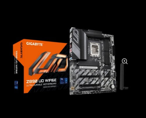 GIGABYTE Z890 UD WIFI6E Motherboard - Supports Intel Core Ultra (Series 2) CPUs, 12+1+2 phases VRM, up to 8800MHz DDR5 (OC), 1xPCIe 5.0 + 2xPCIe 4.0, Wi-Fi 6E, 2.5GbE LAN, USB 4
