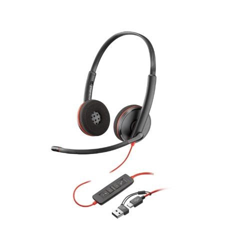 HP Poly Blackwire 3220 Stereo USB-C Headset +USB-C/A Adapter