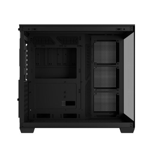 ASUS A32 Black ATX dual-chamber case with panoramic design supporting up to 420mm graphics cards in length 360mm radiators and CPU air coolers up to 165mm in height