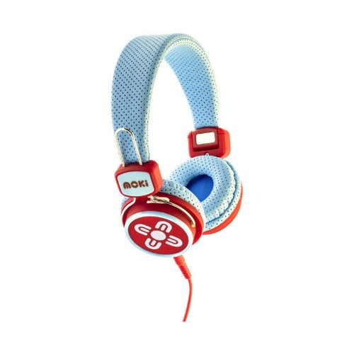 Moki Kid Safe Volume Headphones Wired Head-band Music Blue, Red