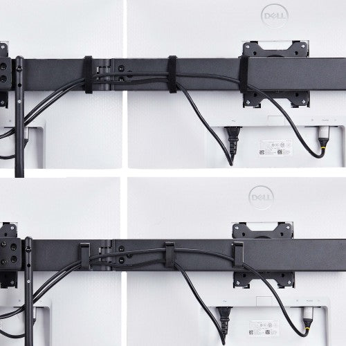StarTech.com Desk Mount Triple Monitor Arm with Crossbar For Up To Three 27in Screens, VESA 75x75/100x100, Tool-Less Arm Adjustments, C-Clamp/Grommet, Spring-Assisted Arm
