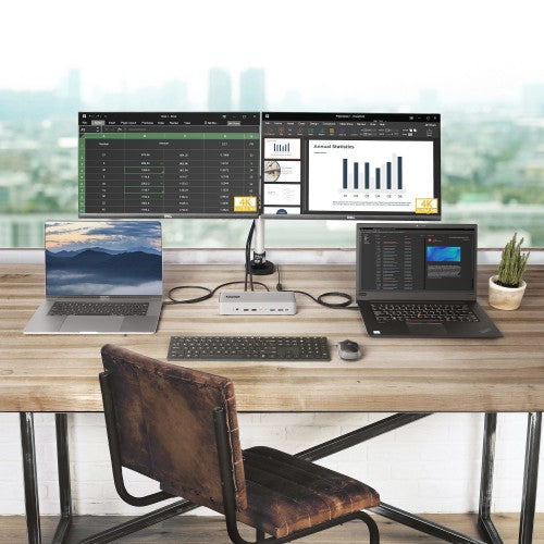 StarTech.com Dual-Laptop USB-C KVM Docking Station, Dual Monitor 4K 60Hz DisplayPort Dock, 5-Port USB Hub, GbE, 90W/45W Power Delivery to Two Laptops, Windows/Mac, 2-Host KVM Dock - TAA