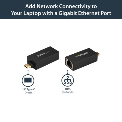 StarTech.com USB C to Gigabit Ethernet Adapter - 1Gbps NIC USB 3.0/USB 3.1 Type C Network Adapter - 1GbE USB-C to RJ45/LAN Port Thunderbolt 3 Compatible Windows MacBook Pro Chromebook