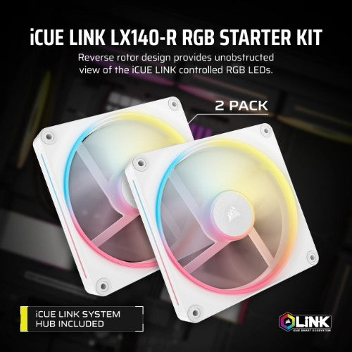 Corsair iCUE LINK LX140-R RGB Computer case Fan 14 cm White 2 pc(s)