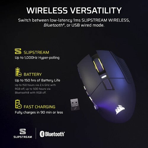 Corsair CH-9314014-AP mouse Gaming Right-hand RF Wireless + Bluetooth Optical 33000 DPI