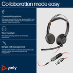HP Poly Blackwire 5220 Stereo USB-C Headset +3.5mm Plug +USB-C/A Adapter