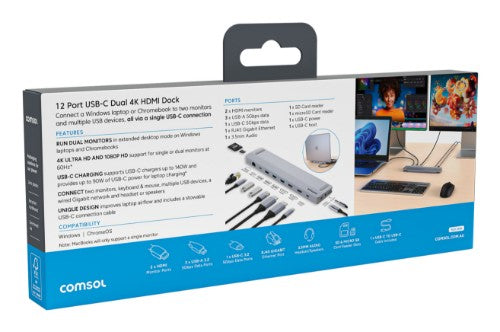 Comsol CM24HDA laptop dock/port replicator Wired USB 3.2 Gen 1 (3.1 Gen 1) Type-C Grey
