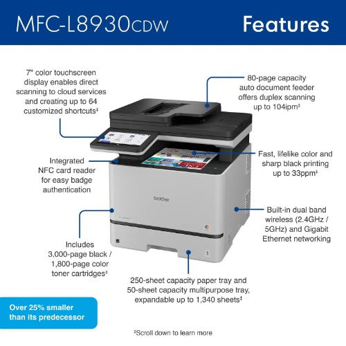 Brother MFC-L8930CDW Business Color Laser All-in-One Printer