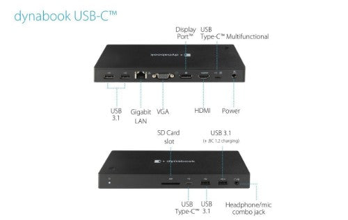 Dynabook PA5356A-1PRP laptop dock/port replicator Wired USB 3.2 Gen 1 (3.1 Gen 1) Type-C Black