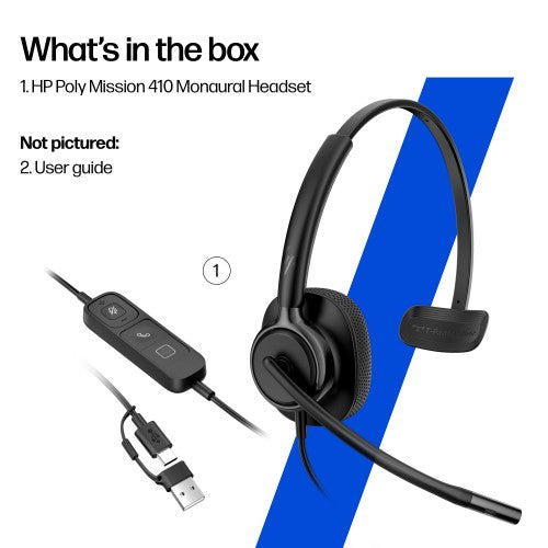 HP Poly Mission 425 Stereo USB Wired Headset Classic