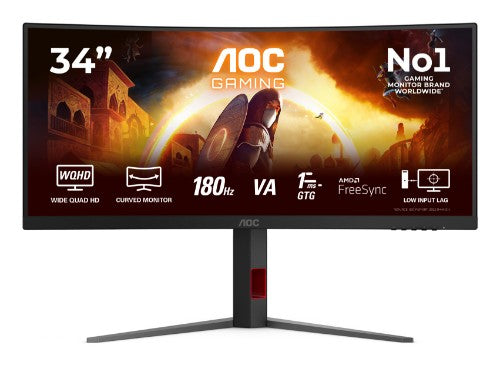 AOC G4 CU34G4 computer monitor 86.4 cm (34") 3440 x 1440 pixels Wide Quad HD LED Black, Red