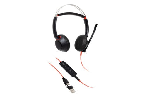 HP Poly Blackwire 5220 Stereo USB-C Headset +3.5mm Plug +USB-C/A Adapter