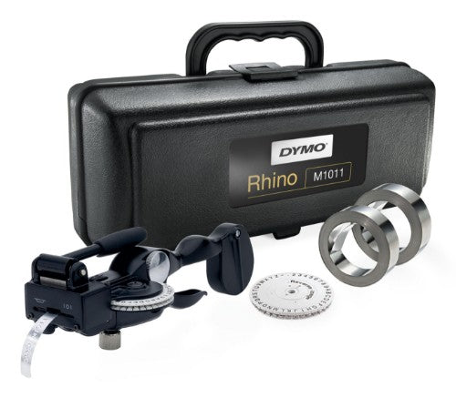 DYMO RHINO M1011 Industrial Embossing Label Maker Tool | with Aluminium & Stainless Steel Labels | Durable Carry Case | Ideal for DIY & Construction