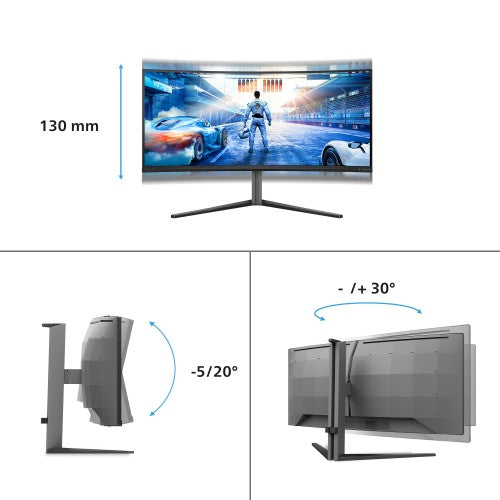 Philips Evnia 34M2C6500/75 computer monitor 86.4 cm (34") 3440 x 1440 pixels Wide Quad HD QD-OLED Grey
