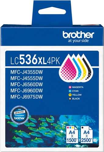 Brother LC536XL4PK ink cartridge 4 pc(s) Original High (XL) Yield Black, Cyan, Magenta, Yellow