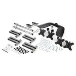 StarTech.com Desktop Quad Monitor Stand - Ergonomic VESA 4 Monitor Arm (2x2) up to 32" (17.6lb/8kg) - Free Standing Articulating Universal Pole Mount - Height Adjustable/Tilt/Swivel/Rotate - Silver