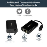 StarTech.com USB C to Gigabit Ethernet Adapter/Converter w/PD 2.0 - 1Gbps USB 3.1 Type C to RJ45/LAN Network w/Power Delivery Pass Through Charging - TB3 Compatible/ MacBook Pro Chromebook