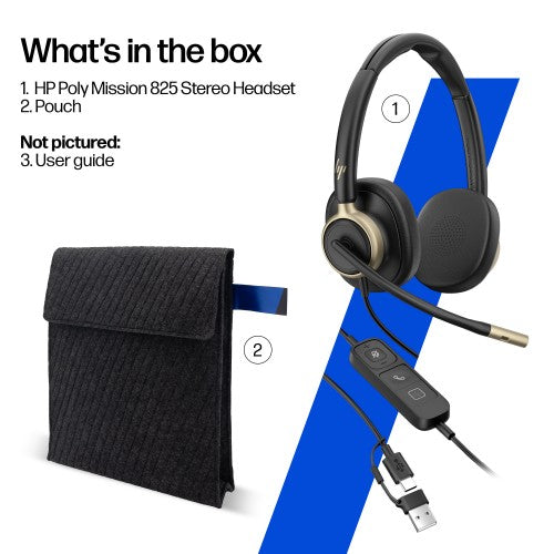 HP Poly Mission 825 Stereo USB Wired Headset