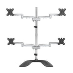 StarTech.com Desktop Quad Monitor Stand - Ergonomic VESA 4 Monitor Arm (2x2) up to 32" (17.6lb/8kg) - Free Standing Articulating Universal Pole Mount - Height Adjustable/Tilt/Swivel/Rotate - Silver