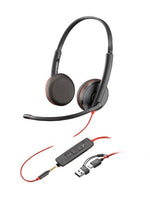 HP Poly Blackwire 3225 Stereo USB-C Headset +3.5mm Plug +USB-C/A Adapter (Bulk)