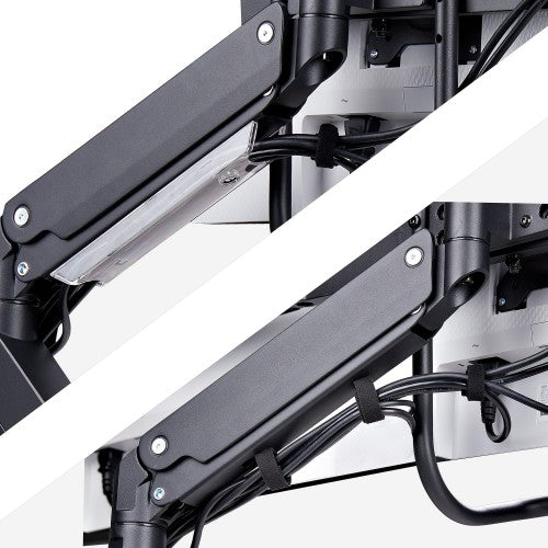 StarTech.com Desk Mount Triple Monitor Arm with Crossbar For Up To Three 27in Screens, VESA 75x75/100x100, Tool-Less Arm Adjustments, C-Clamp/Grommet, Spring-Assisted Arm