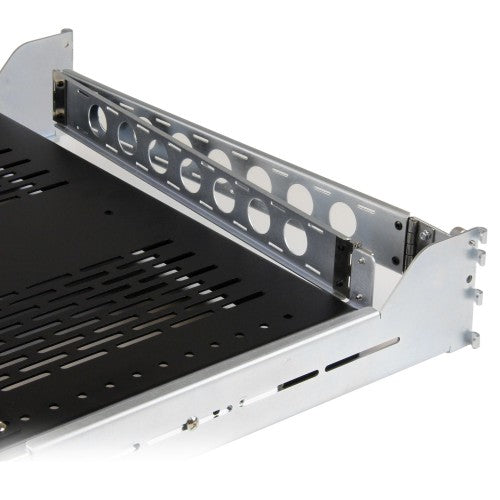 StarTech.com 2U Vented Sliding Server Rack Shelf w/ Cable Management Arm - 27.7 to 31.6in Adjustable Mounting Depth - 50lb - 19” Server Tray Shelf for Equipment Rack - 24in Deep