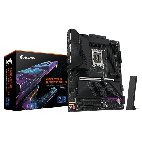 GIGABYTE Z890 AORUS ELITE WIFI7 PLUS Motherboard - Supports Intel Core Ultra (Series 2) CPUs, 16+1+2 phases VRM, up to 9466MHz DDR5 (OC), 1xPCIe 5.0 + 3xPCIe 4.0, Wi-Fi 7, 5GbE LAN, USB 4