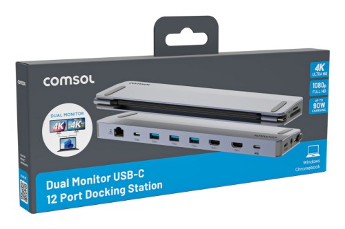 Comsol CM24HDA laptop dock/port replicator Wired USB 3.2 Gen 1 (3.1 Gen 1) Type-C Grey