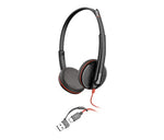 HP Poly Blackwire 3225 Stereo USB-C Headset +3.5mm Plug +USB-C/A Adapter
