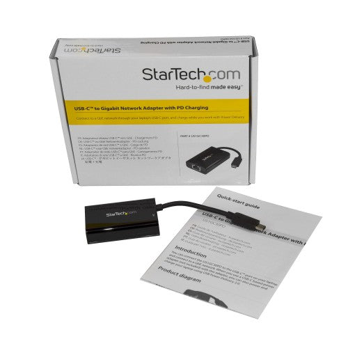 StarTech.com USB C to Gigabit Ethernet Adapter/Converter w/PD 2.0 - 1Gbps USB 3.1 Type C to RJ45/LAN Network w/Power Delivery Pass Through Charging - TB3 Compatible/ MacBook Pro Chromebook