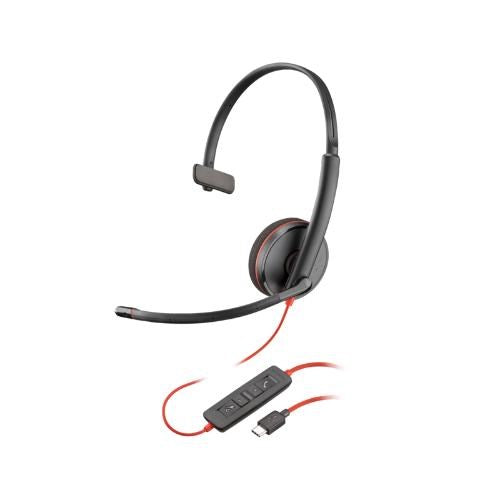 HP Poly Blackwire 3210 Monaural USB-C Headset +USB-C/A Adapter