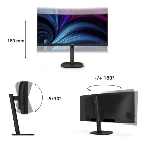 Philips 3000 series 34B2U3600C/75 computer monitor 86.4 cm (34") 3440 x 1440 pixels Wide Quad HD LCD Black