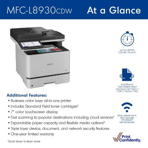 Brother MFC-L8930CDW Business Color Laser All-in-One Printer