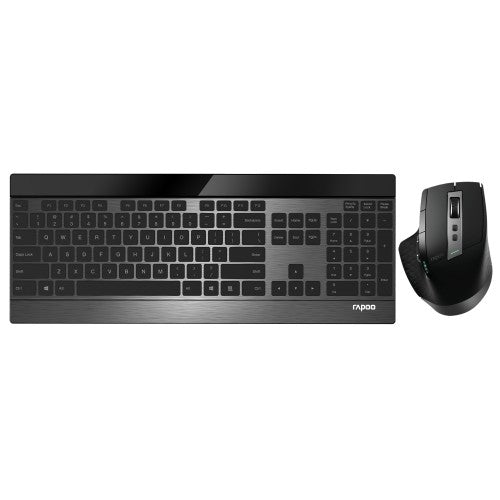 Rapoo 9900M keyboard Mouse included Universal RF Wireless + Bluetooth QWERTY English Black