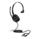 Jabra Evolve2 50 Headset Wired Head-band Office/Call center USB Type-C / USB Type-A Bluetooth Black