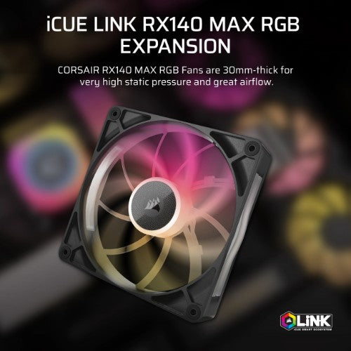 Corsair iCUE LINK RX140 MAX RGB Computer case Fan 14 cm Black 1 pc(s)
