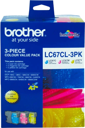 Brother LC-67CL3PK ink cartridge 3 pc(s) Original Cyan, Magenta, Yellow