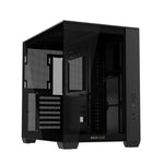 ASUS A32 Black ATX dual-chamber case with panoramic design supporting up to 420mm graphics cards in length 360mm radiators and CPU air coolers up to 165mm in height